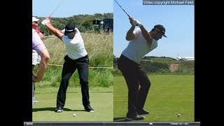 Jon Rahm golf swing  Long Iron faceon amp downtheline July 2017 [upl. by Yrocej950]