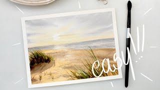 Watercolor sepia SEASCAPE  step by step landscape painting tutorial [upl. by Initof]