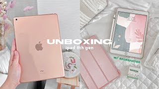 unboxing iPad 8th generation  apple pencil amp smart keyboard🤍 w accessories ⌨️🖊 [upl. by Anayd]