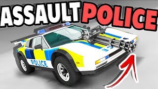 HIDDEN GATLIN GUN ASSAULT POLICE CAR TAKEDOWNS  BeamNG Drive Hyper Bolide Car Mod [upl. by Dhiman]