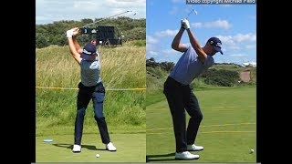 Justin Thomas golf swing  Long Iron faceon amp downtheline July 2017 [upl. by Sudnac]