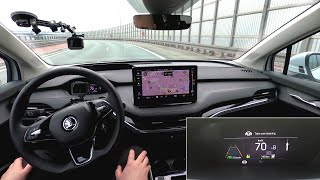 Skoda Enyaq iV Travel Assist reallife test ACC  Lane Assist traffic jam assist  1001cars [upl. by Jonny]