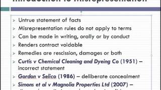 Misrepresentation Lecture 1 of 4 [upl. by Akeihsat]