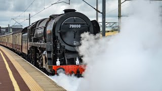 70000 Britannia back in steam at Rugby with a huge whistle [upl. by Staten]