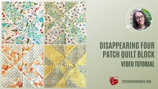 Disappearing four patch quilt block video tutorial [upl. by Kandy611]